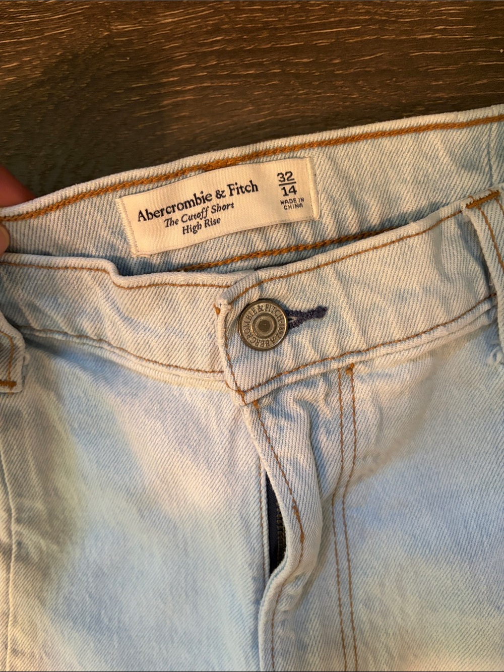 Abercrombie & Fitch Distressed Cutoff Denim Shorts in Light Wash and Dark Wash - Picture 4 of 6